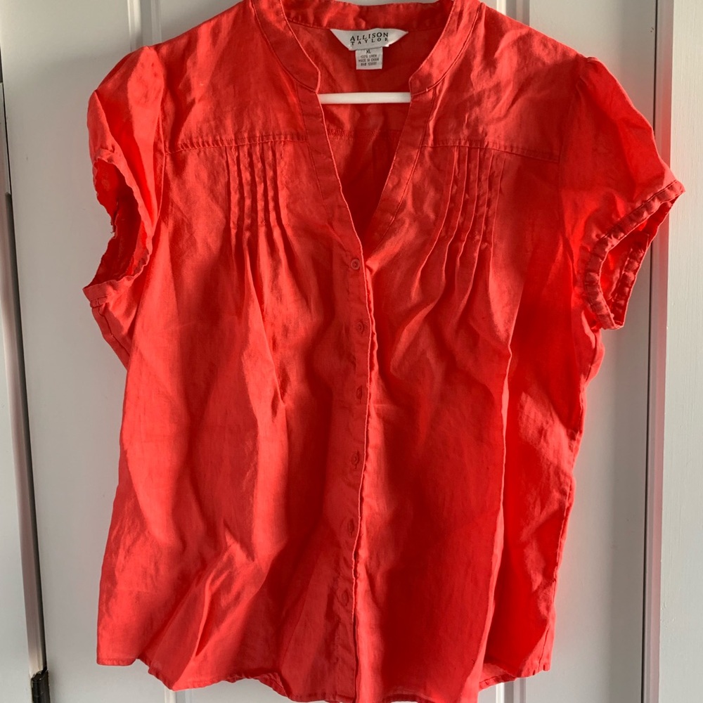 Coral linen top